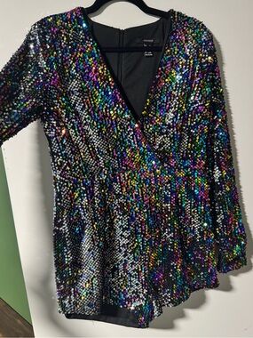Forever 21 Black Multicolor Sequin Romper